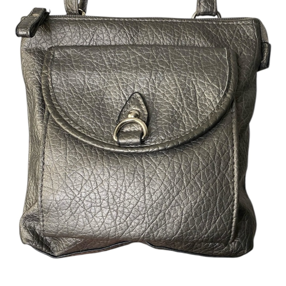 Strada Gray Crossbody Bag with Textured Leather Finish